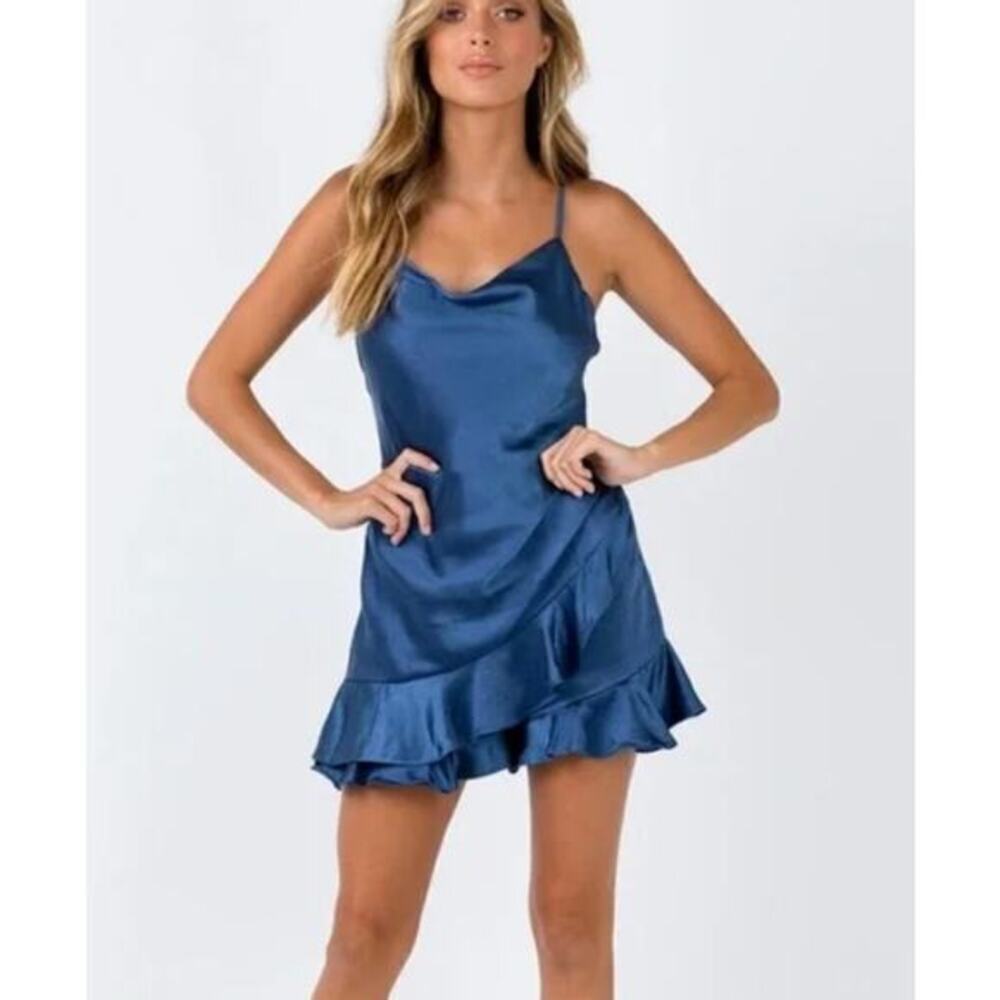 Princess Polly Blue Satin Romper size 6